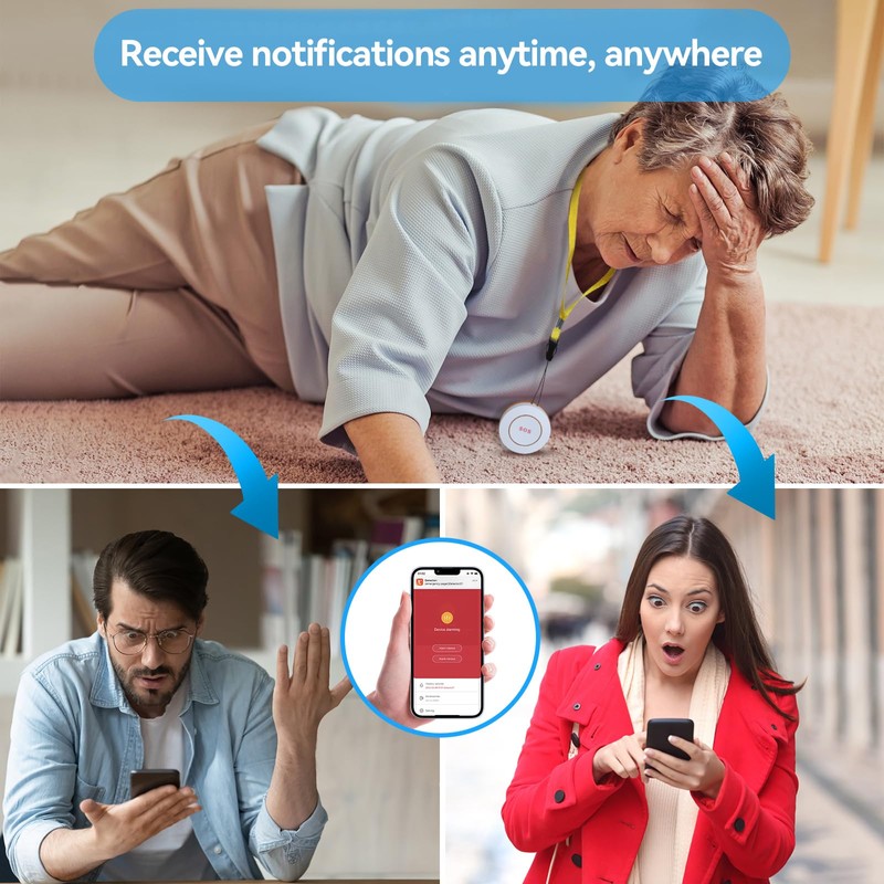 Wireless Personal Alarms for Elderly - Caregiver Seniors Pager Alarm,