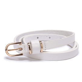 Women’s Skinny Leather Belt Solid Color Waist or Hips Ornament 10 Sizes (46-48, White 1/2" wide)