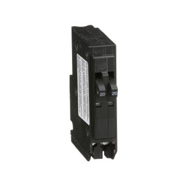 Square D - Tandem mini Circuit Breaker, QO, 2 x 1 Pole at 20A, 120/240VAC, 10kA, Plug in Mount, Clam Pack - QO2020C