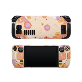 ZOOMHITSKINS Steam Deck Skin, Compatible with Steam Deck Skins, Orange Sunflowers Flowers Cute Cartoon Beige, Protective Skin Wrap Set for Valve Steam Deck Accessories, Durable, Glitter Overlaminate