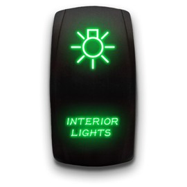 Interior Lights - Green - Laser Etched Toggle Switch 20A 12V - Vertical Rocker Switch 5-Pin DPST