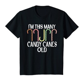 Kinder I'm This Many Candy Canes Old Funny 5. Geburtstag Weihnachten T-Shirt