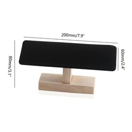 Teensery Black Velvet T-Bar Bracelet Bangle Display Holder with Wooden Base Jewelry Watches Stand for Home Retail Shop
