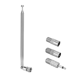 ENUODA 75 Ohm Replacement FM Radio Antenna - 7 Sections Telescopic Antenna, 17-75.8cm,F Type Male Plug Connector with Adapter for Table Top Radio HiFi AV Stereo Receiver Mini System