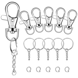 100 Pcs Swivel Snap Hook and Key Rings with Chain and Jump Rings for Keychain Lanyard DIY Jewelry Crafts Accessories(50 Lanyard Snap Hooks+50 Key Ring with Chains)