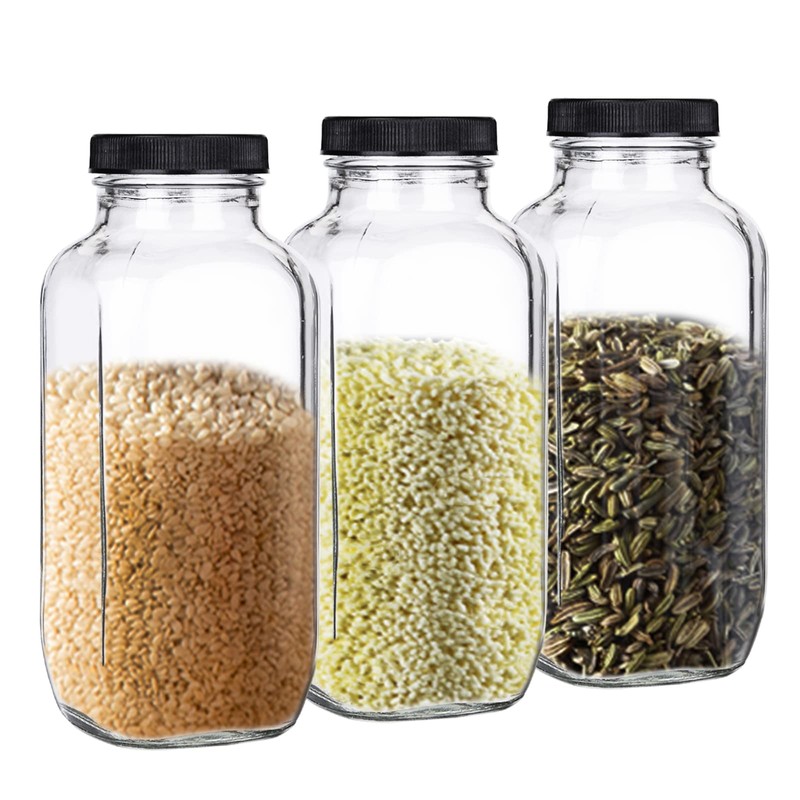 yarlung 12 Pack 17Oz French Glass Spices Jars with Plastic