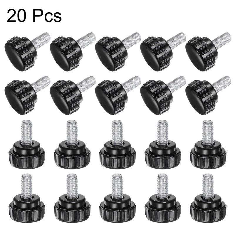 sourcing map 20pcs M8 x 15mm Male Thread Knurled Knobs,