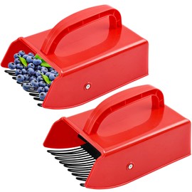 Hanotic 2 Packs Berry Picker, Plastic Blueberry Picker Scoop with Metallic Comb & Ergonomic Handle, Huckleberry Picking Rakes for Easier Berry Harvester, Blueberry Rake Scoop for Cherry, Lingonberries