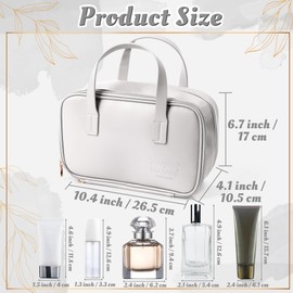 GQIRIL Travel Makeup Bag for Women - Beauty Cosmetic Bag with Brush Storage, Large Capacity Portable Waterproof PU Leather Zipper Toiletry Pouch with Divider and Handle for Girl Birthday Gift (White)