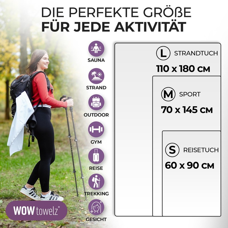 Wowtowelz Microfibre Towel (White, 180 x 110 cm)