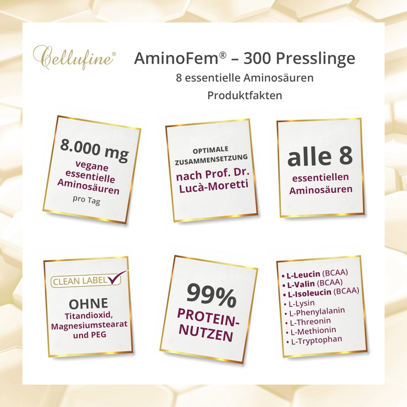 Cellufine® AminoFem® 300 Vegan Pellets with 8 Essential Amino Acids