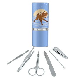 Baby Reindeer Christmas Holiday Stainless Steel Manicure Pedicure Grooming Beauty Care Travel Kit