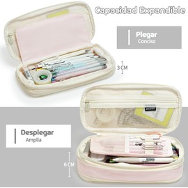 MESVIER Estuche para Lápices de Gran Capacidad, Lapicera Expandible con 4 Compartimientos, Lapiceras Organizadoras Aesthetic para Escolar Oficina Trabajo