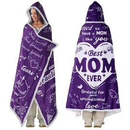 Christmas Birthday Gifts for Mom from Daughter/Son,Mom Birthday Gifts Sherpa Wearable Blanket Hoodie,Cool Mother Birthday Gifts for New Moms,Purple Blanket Hoodies for Women,70.8" X 47.3"