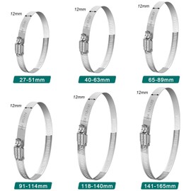 Pack of 4 Hose Clamps 141-165 mm, Leryati Hose Clamp 304 Adjustable Stainless Steel Clamps, Hose Clamp Large Hose Ties Hose Clips Assortment Hose Clamp for Pool, Pond and Garden