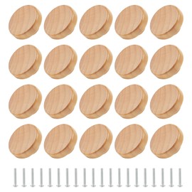 JAPCHET 20 PCS Wooden Drawer Knobs, 38mm x 20mm Wood Knobs with Screws, Wooden Door Knobs for Drawer Cabinet