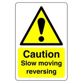 Safety First Display LTD Caution slow vehicle reversing sign - 3mm Aluminum Dibond for indoor/outdoor usage (200mm x 150mm) 5m Viewing Distance.