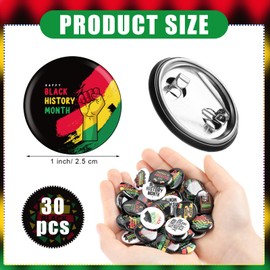 Riceshoot 120 Pcs Black History Month Buttons Pins Bulk 1 Inch Buttons Badge Gifts for Black History Decorations Party Favors, 30 Designs