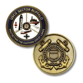 USCG COAST GUARD SECTOR BUFFALO GREAT LAKES BRONZE BACK 1.75" CHALLENGE COIN