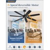 62 Inch Ceiling Fan No Light with Remote Control, Black