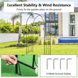 Patio Plant Stand Rack with Garden Arch Arbor Trellis Fencing & Gates for Outdoor Decorcolor: Black Color