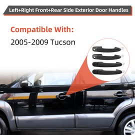 DEAL AUTO ELECTRIC PARTS New 4pcs Complete Left+Right Front+Rear Side Black Exterior Door Handles Replacement Kit Compatible With 05-09 Tucson