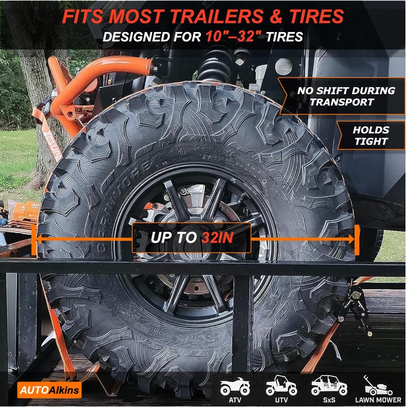 AUTOAlkins Wheel Chock Tie Down Kit, 4,400lb Break Strength —
