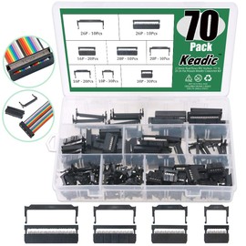 Keadic 70 Pieces FC-10 16 20 26 Pin Female Header IDC Cable Connector 2.54mm Pitch, for Flat Ribbon Cable