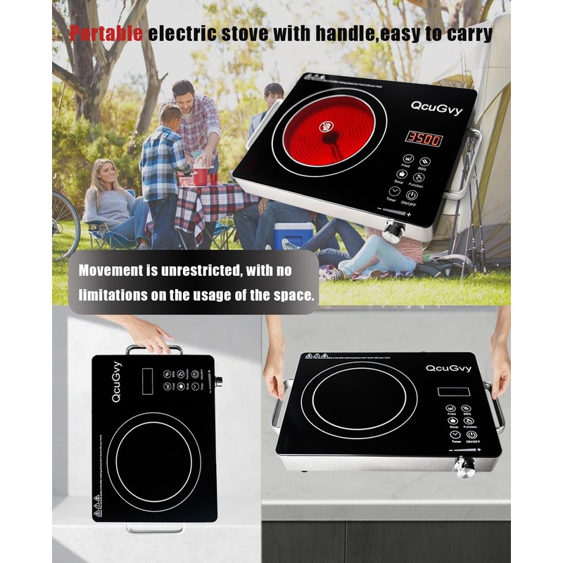 Portable Infrared Burner 3500 Electri Burner with 3 Hours Timer-Electric