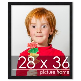 Poster Palooza 28x36 Contemporary Black Wood Picture Frame - UV Acrylic, Foam Board Backing, & Hanging Hardware Included!