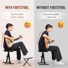 CAHAYA 6 Levels Adjustable Guitar Footstool: Guitar Footrest with Non-Slip Rubber Underlay, Portable and Foldable Guitar Footstool for Guitarists, Maximum Load Capacity 70 kg, CY00367-1