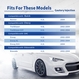 Inyector de combustible compatible con 2002 2003 2004 GMC Envoy XL XUV 4.2L, Chevy Trailblazer EXT 4.0L, 2004 Buick Rainier 4.2L, Oldsmobile Bravada 4.2L, reemplaza a FJ319 25313185 12569573 juego de