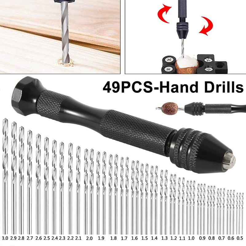 49 Pieces Precision Pin Vise Hobby Drill with Model Twist