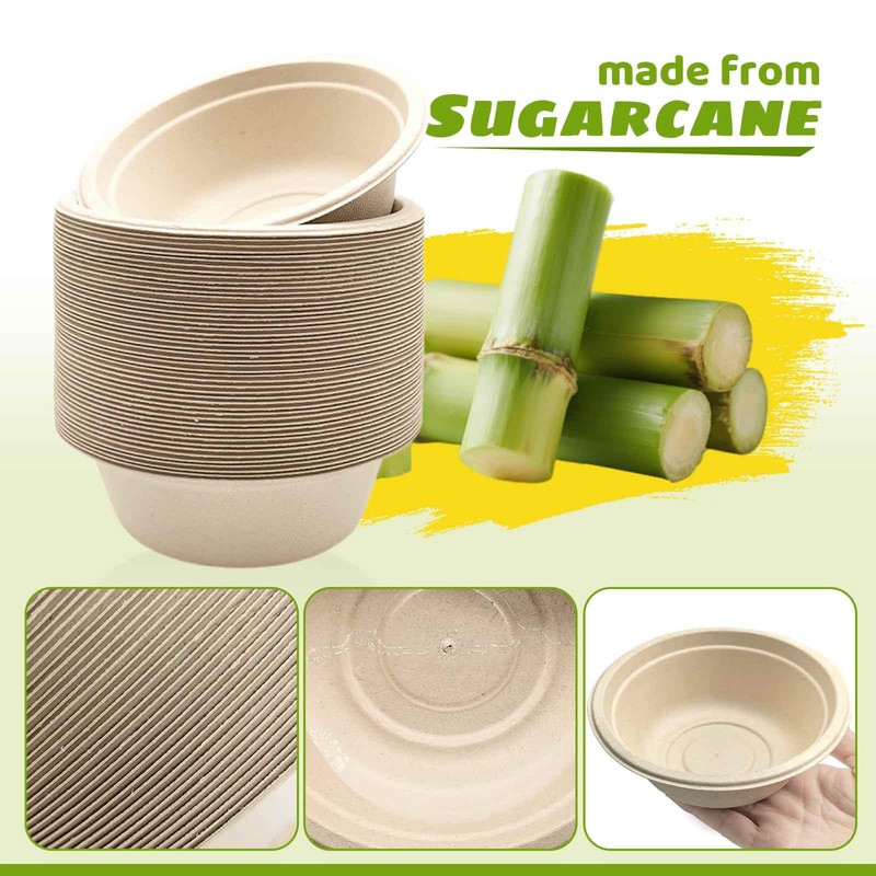 100 Pack 12 oz Disposable Paper Bowls, Heavy Duty Compostable