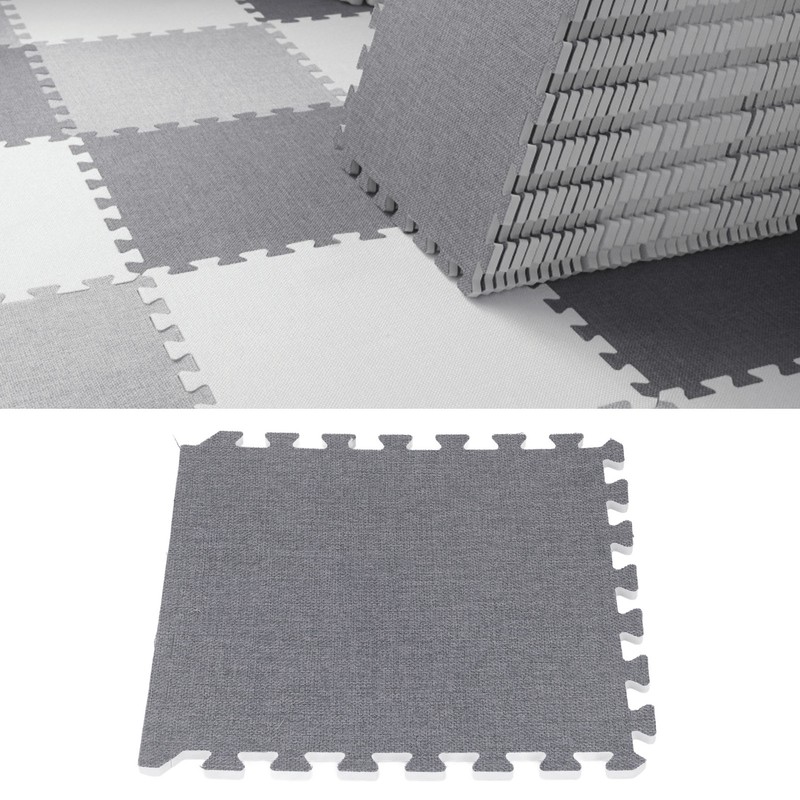 10pcs Cotton Linen Interlocking Carpet Tiles Anti Slip Floor Protection