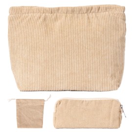 Makeup Bag ，Cosmetic Bag， Makeup Bags Suitable for Women and Girls,Large Capacity Travel Toiletry Bag Accessories Organizer (3pcs, Khaki)