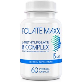 FolateMaxx L-Methylfolate + B12 Methylcobalamin & B6 Blend (15mg) - 60 Capsules - Active B-Complex with Cofactors & Essential Amino Acids - Non GMO, Gluten Free, No Fillers