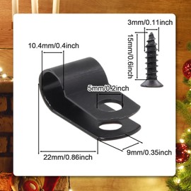 Cionyce 100 Pcs Rope Light Clips, 3/8 Inch Black Nylon Screw Mounting R-Type Cable Clip Wire Clamp for Indoor Outdoor Electrical Wire Management Organizer