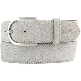 BELTINGER Women's Python Embossed Belt 4 cm Leather Belt for Women 40 mm Snake Look Snake Pattern Python Pattern, Light grey, silver