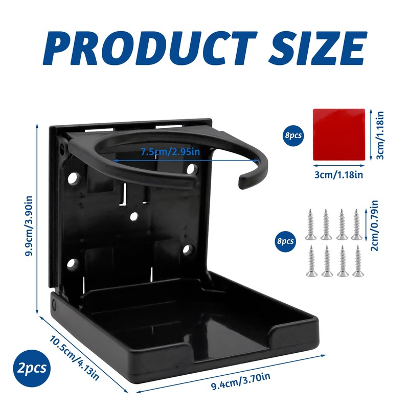 2 Pack Car Cup Holder, Foldable Adjustable Drink Holders for