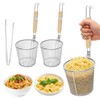 2 Pack Pasta Strainer Baskets with Wooden Handles & Cooking