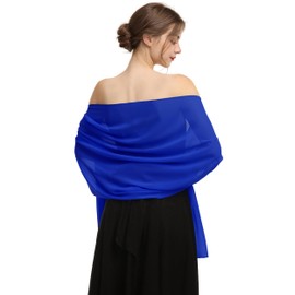 Chales y envolturas de gasa para vestidos de noche para mujer, elegante bufanda suave para novia, estola de boda, Azul real (gasa), Talla única
