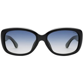 SOJOS Vintage Square Sunglasses for Women Polarized UV Protection Havana Frame SJ2111 Black Frame Gradient Blue Lens