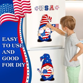 9 Pieces Gnome Magnets for Refrigerator Holiday Fridge Magnet Patriotic USA Flag Magnets Decoration for 4th of July Independence Day Memorial Day Kitchen, Metal Door, Mailbox, Car Decor