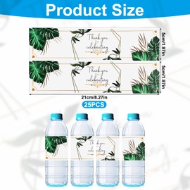 50pcs Wedding Water Bottle Label, Greenery Floral Rainforest Leaves Waterproof Thank You Decorative Bottle Wrap Sticker for Baby Shower Birthday Engagement Party Decoration Supplies (Style 1)