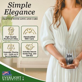 Classic Watercolor Dark Gray Small Keepsake Urn for Human Ashes – Elegant Cremation Urn for Man or Woman, Handcrafted Aluminum Design