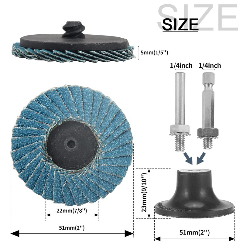 9Pcs 2inch Flap Discs, High Density Zirconia Alumina Flat Rollock