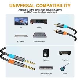 Getaria 6.6ft RCA to 1/4 Cable,Dual 1/4 inch TS to Dual RCA Stereo Audio Cable,2X 6.35mm Male TS to 2 RCA Male Adapter Cable for Amplifier, Music Player, Speaker,TVs