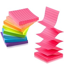 Pop Up Sticky Note Pads with Lined 8 Colors 3 x 3 Inches Sticky Notes Self Stick Cute Sticky Notes with Lines Paper Office Supplies Easy to Post and Clean Removal 800 Sheets (Bright Color)