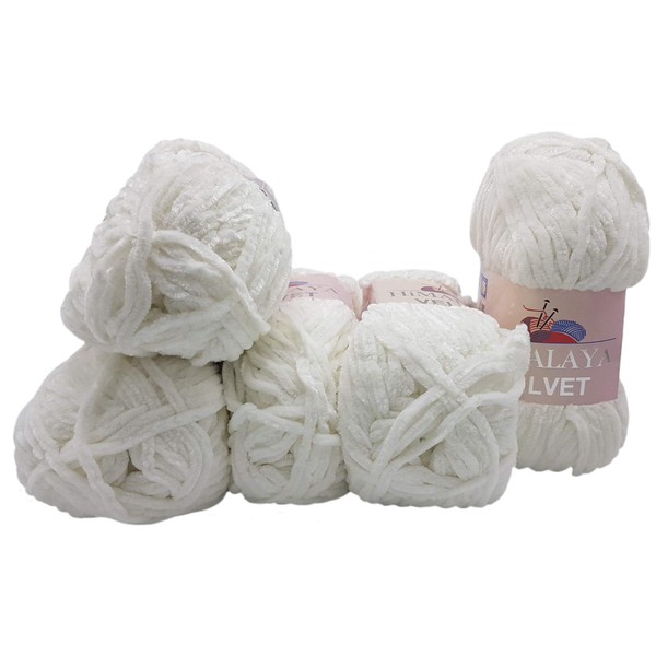 5 x 100 g Himalaya Velvet Micro Polyester Knitting Wool, Baby Wool, Velvety 500 g Wool